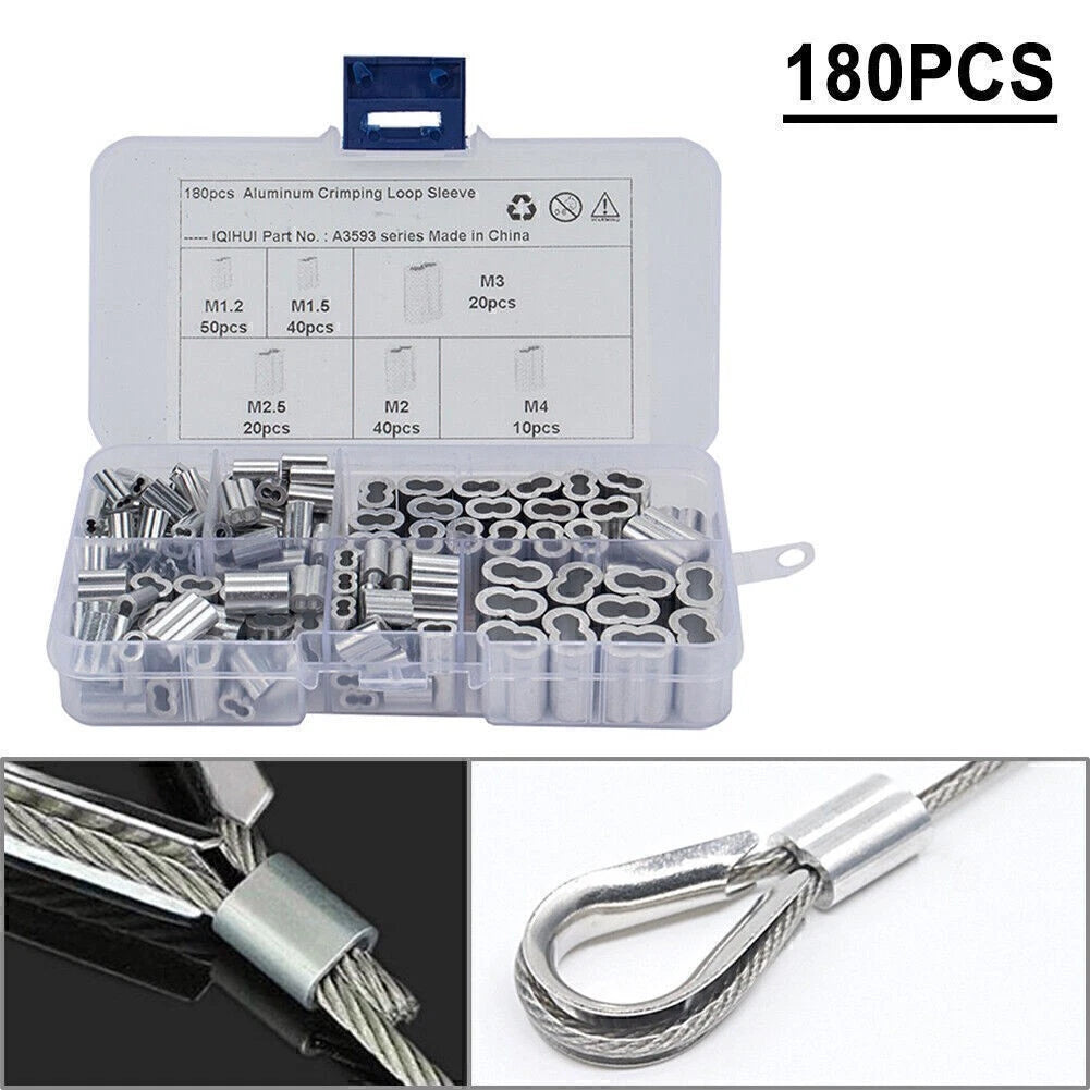 Set of 180 Double Barrel Ferrule Loop Sleeves for Wire Rope