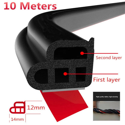 10M Universal Car Rubber L Shape Dual Layer Seal Strip For Car Door Hood Trunk