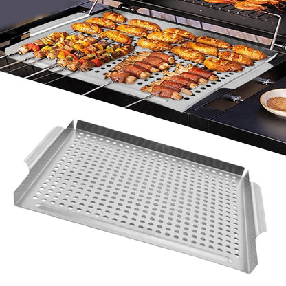 Perforated Stainless Steel Grill Pan for Outdoor Use