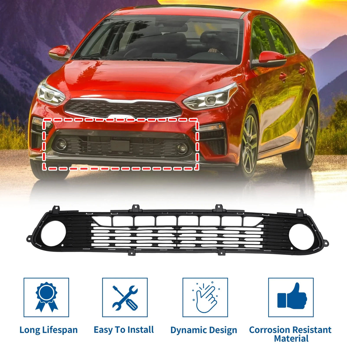 Lower Grille for Kia Forte (2019–2021) - 1 Pcs Bumper Cover Grille