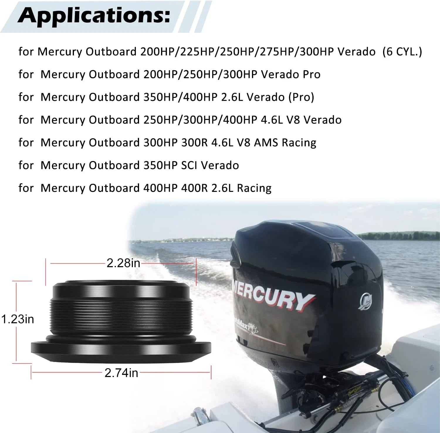 2X Outboard Verado Trim Cap for Mercury Outboard (896157A01, 200-300HP)
