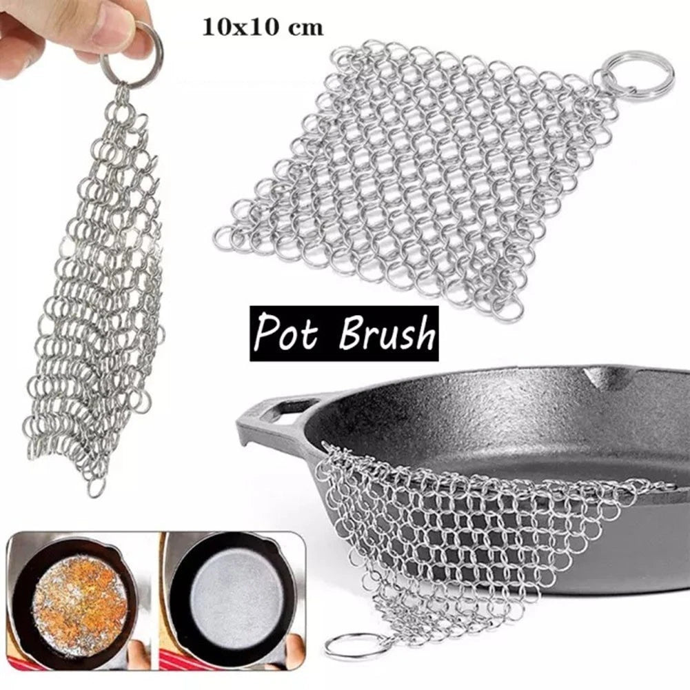 Stainless Steel Chain Mail Scrubber for Cookware Kitchen Tool
