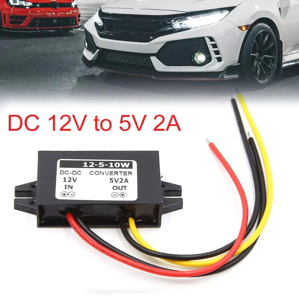 DC 12V to 5V 2A Safe Car Auto Reducer Power Supply Transformer Easy Installation
