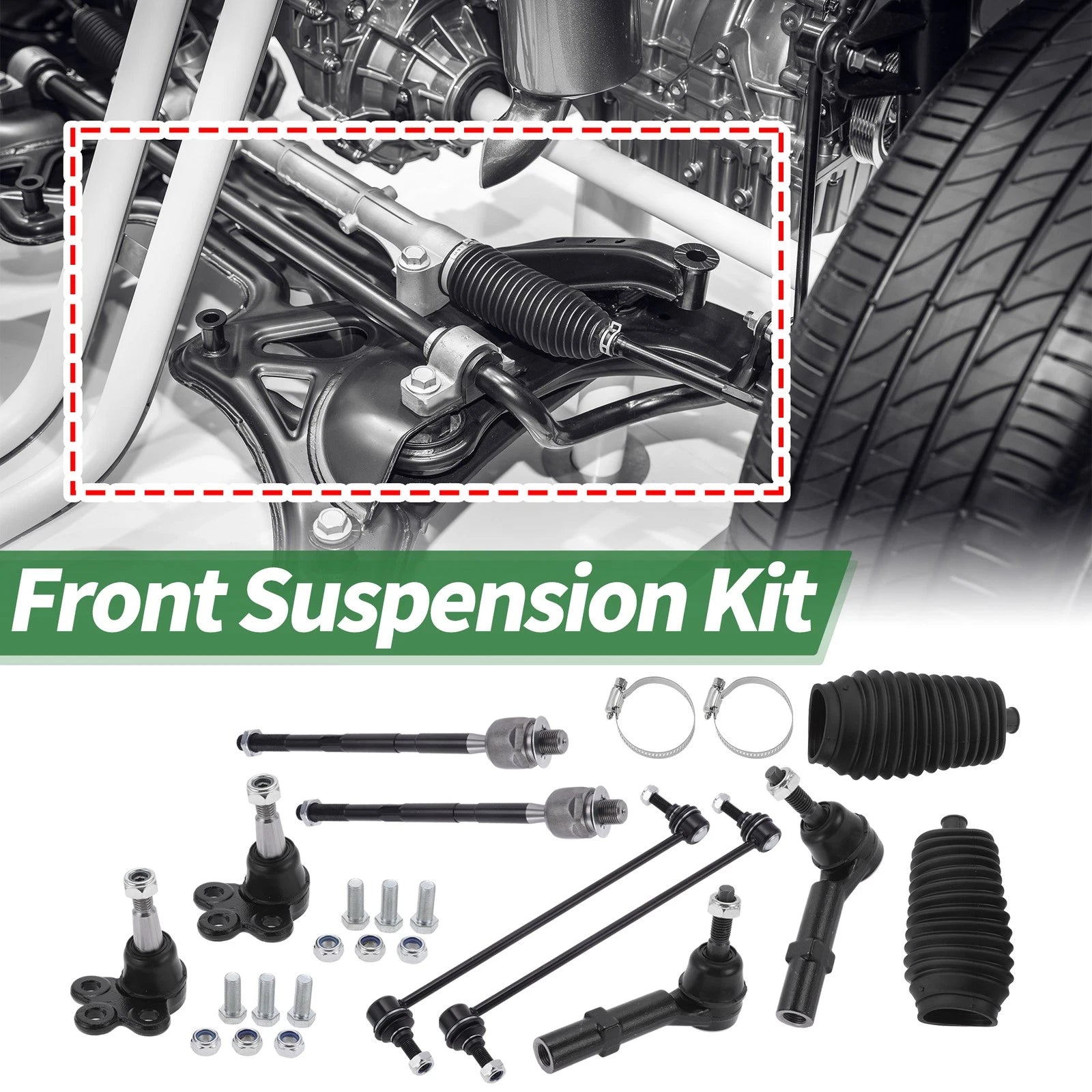 10 Pcs Front Suspension Kit Tie Rod Ends Sway Bar Links for GMC (2001–2010)