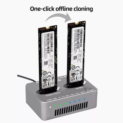 Dual-Bay M.2 NVME SSD Clone Enclosure for Windows (Gen2X2 20Gbps)