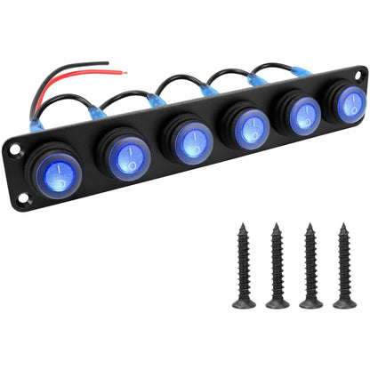 6-Position Waterproof Round Rocker Switch Panel for Outdoor and Marine