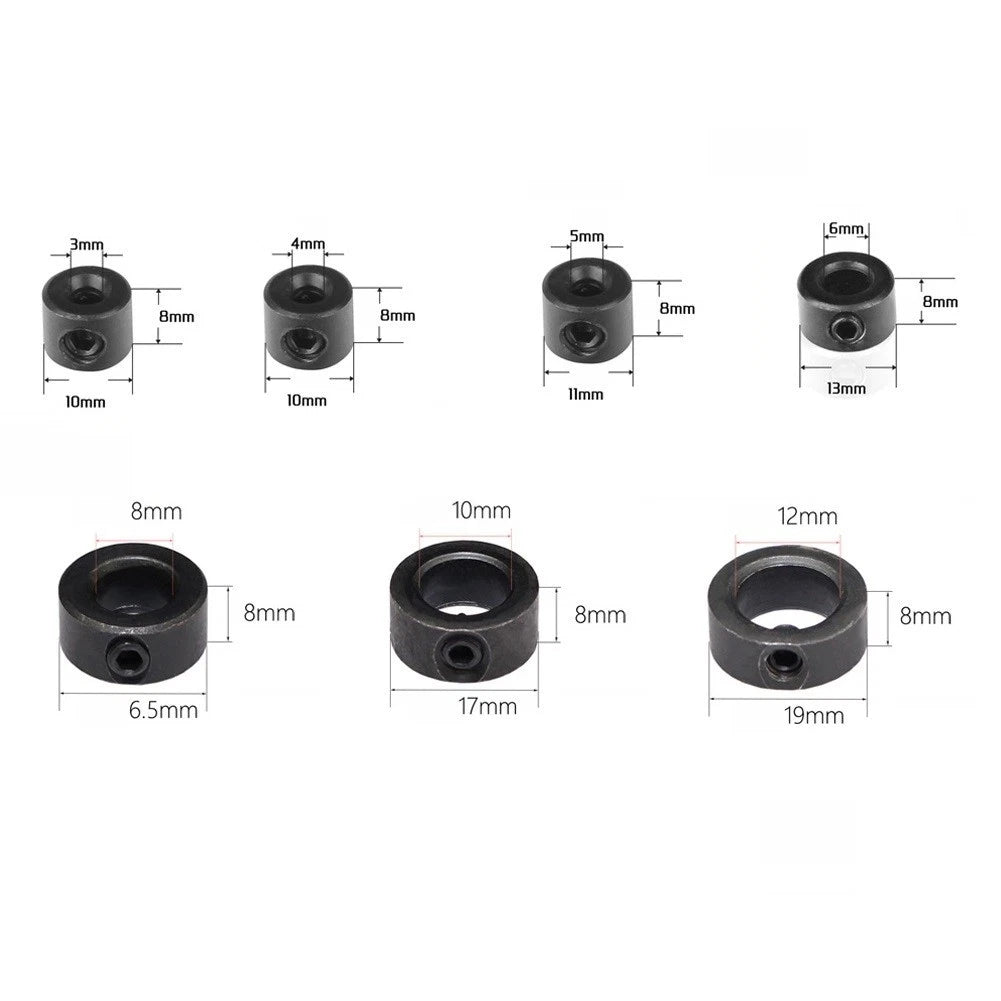 7-Piece Drill Bit Locator Collar Set 312mm Depth Stop Positioner