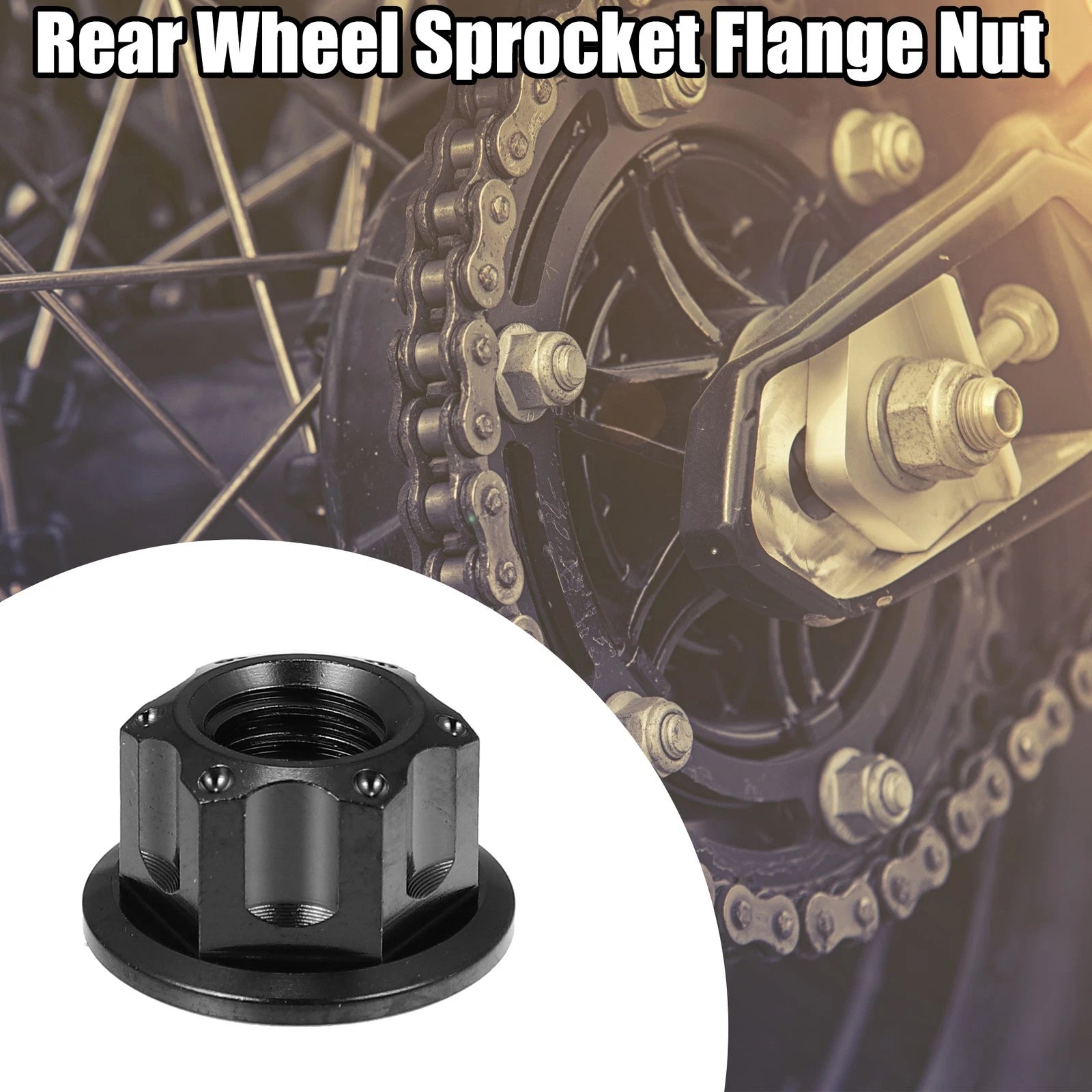 6pc Flange Bolt Nut Set Titanium Alloy M8x1.25 for Motorcycle Bicycle (Black)