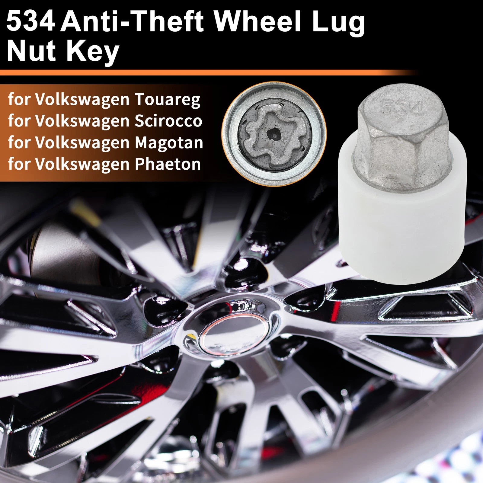Wheel Lock Lug Nut Key for Volkswagen Touareg Locking Nut Socket (2004–2018)