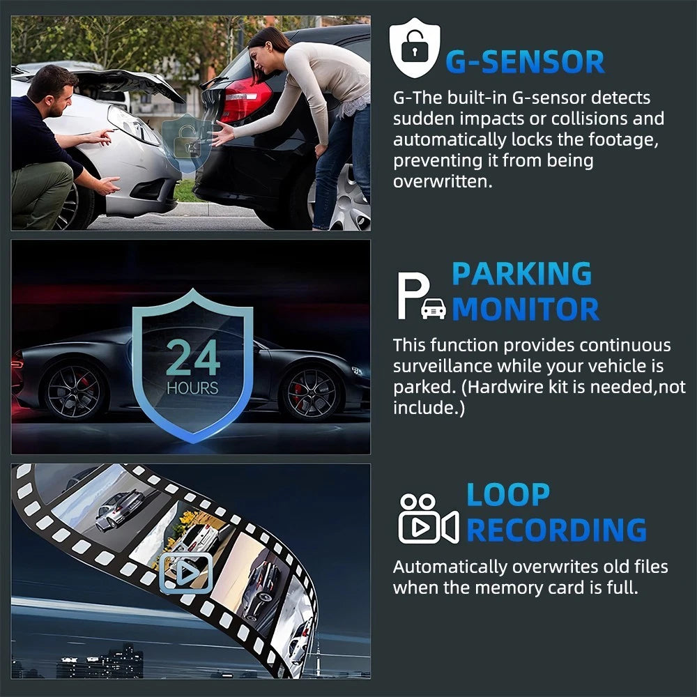 4 Channel FHD 1080P Dash Cam Front & Rear with G-Sensor (2015–2023)