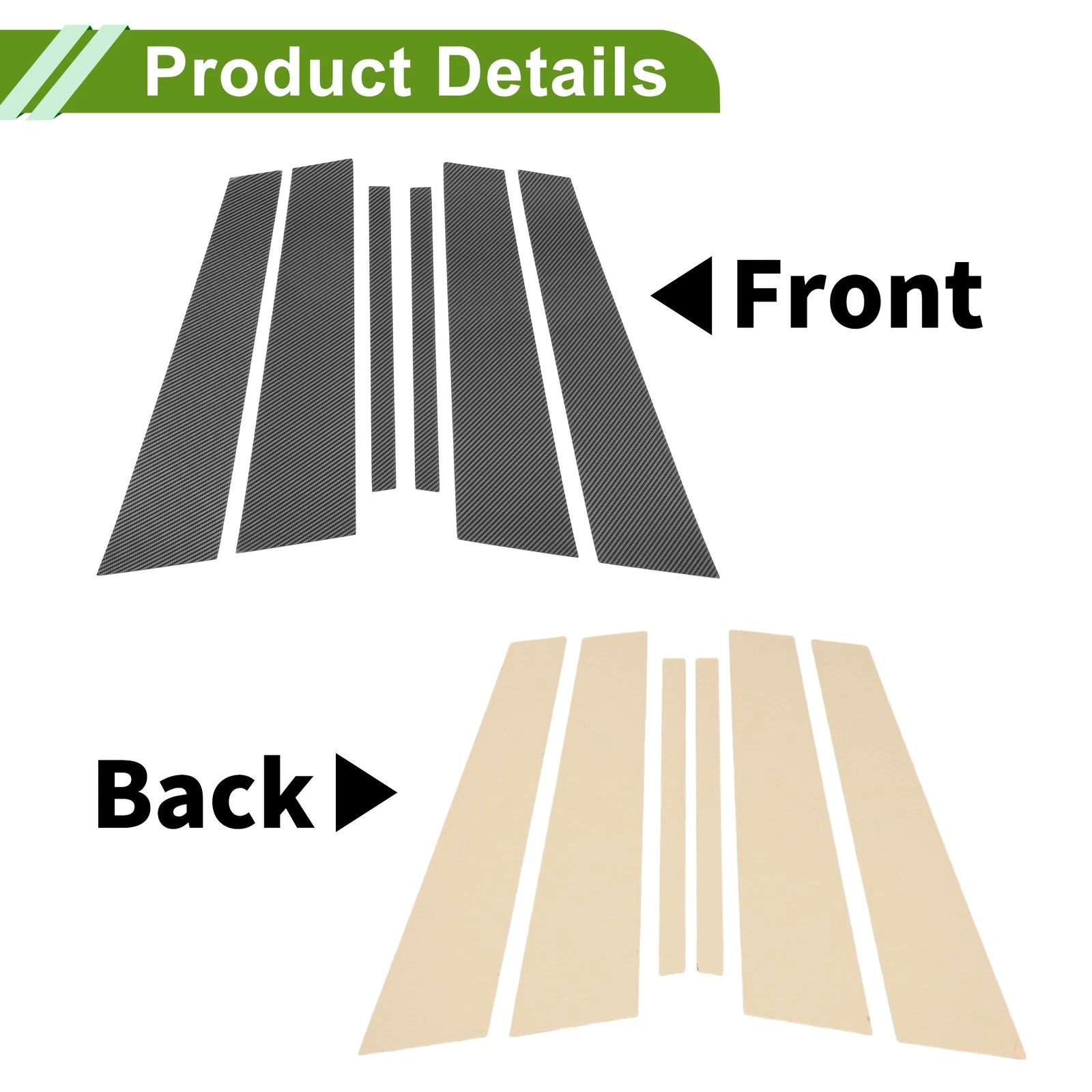 6 Pcs Door Pillar Window Trim Replacement for BMW 5-Series (2018–2023)