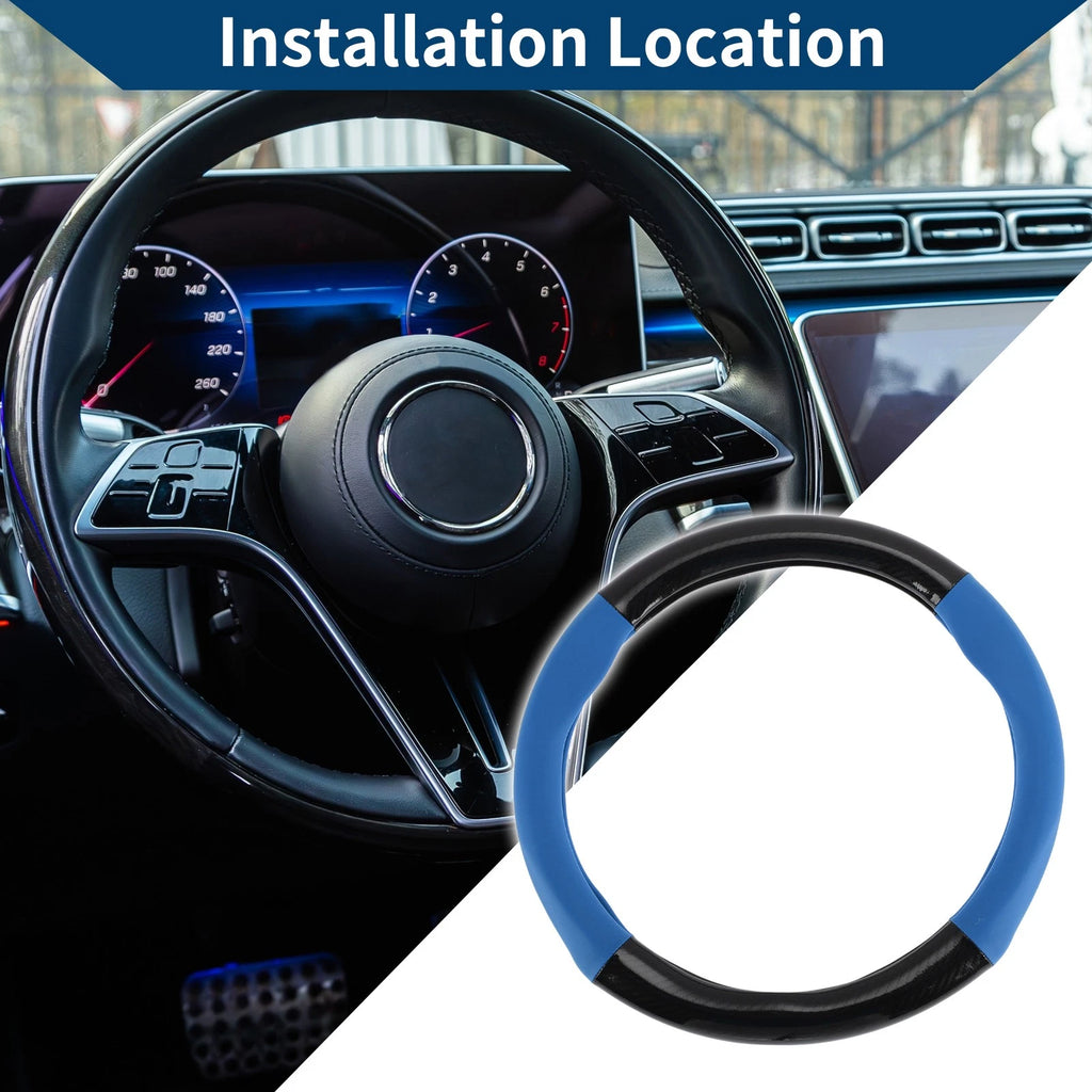 Steering Wheel Cover for - 14.96" Black Blue