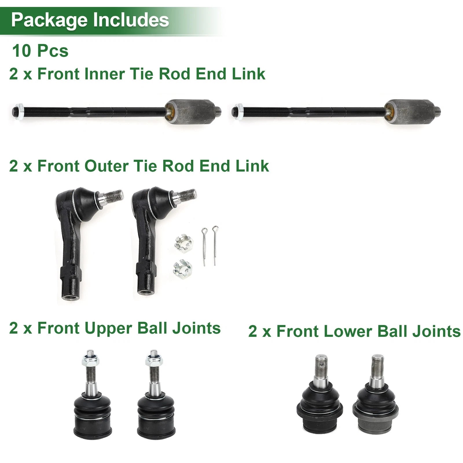 8pcs Front Suspension Kit Inner Outer Tie Rod End Ball Joint for Ford Explorer (2002–2010)