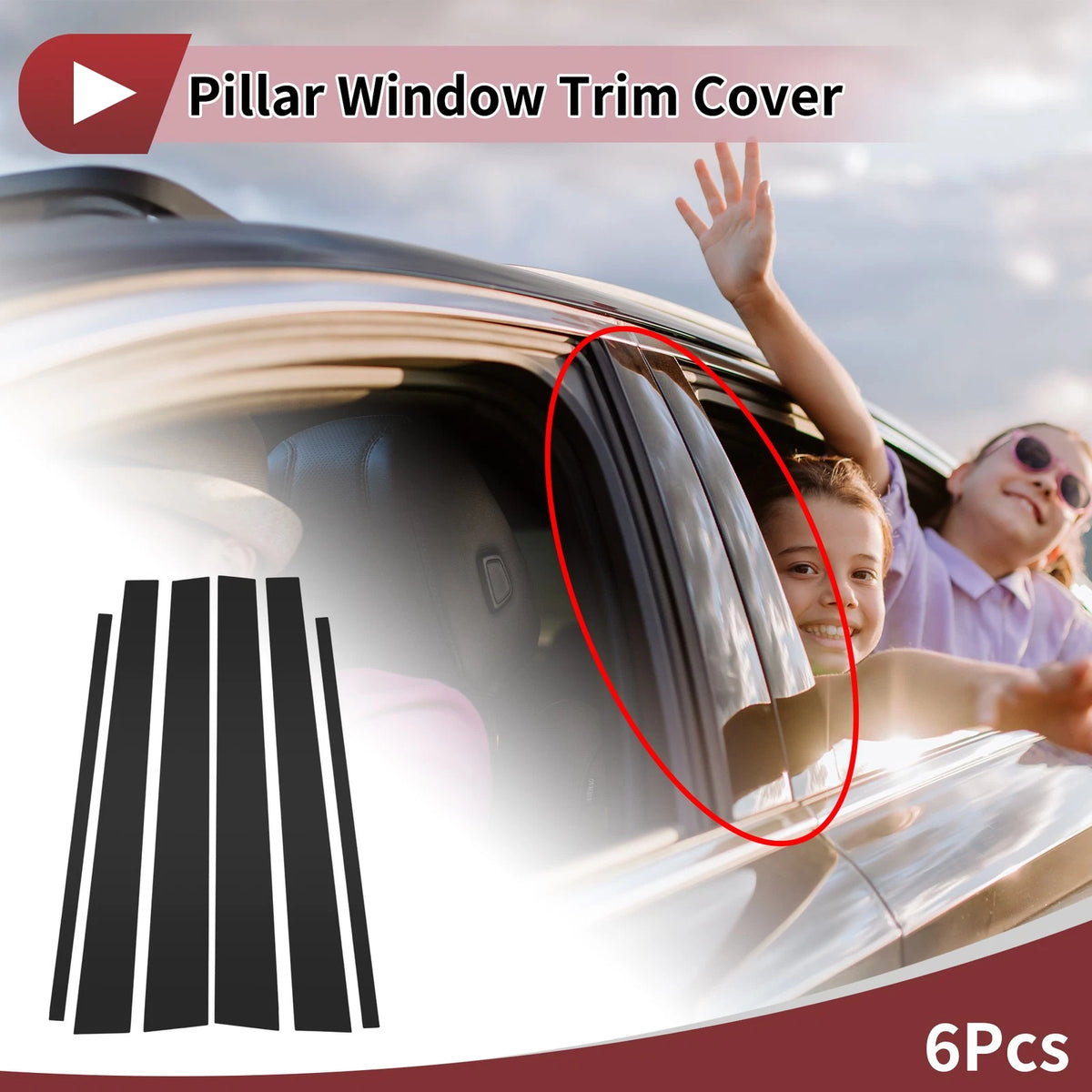 6 Pcs Door Pillar Window Trim Replacement for Toyota 4Runner (1996–2002)