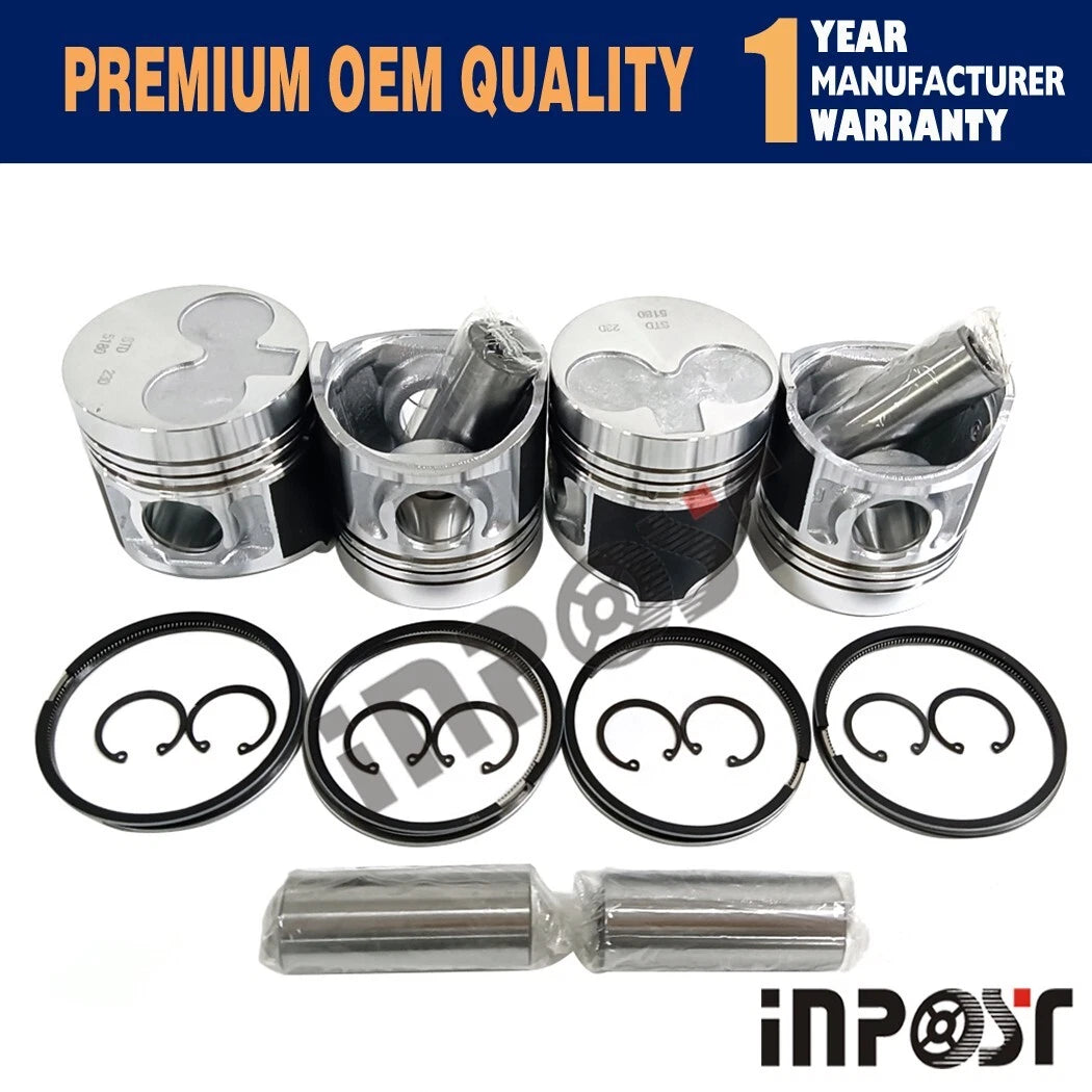 Set of 4 Piston Kit & Ring Set STD for Perkins 404D-22 404D-22T (–)