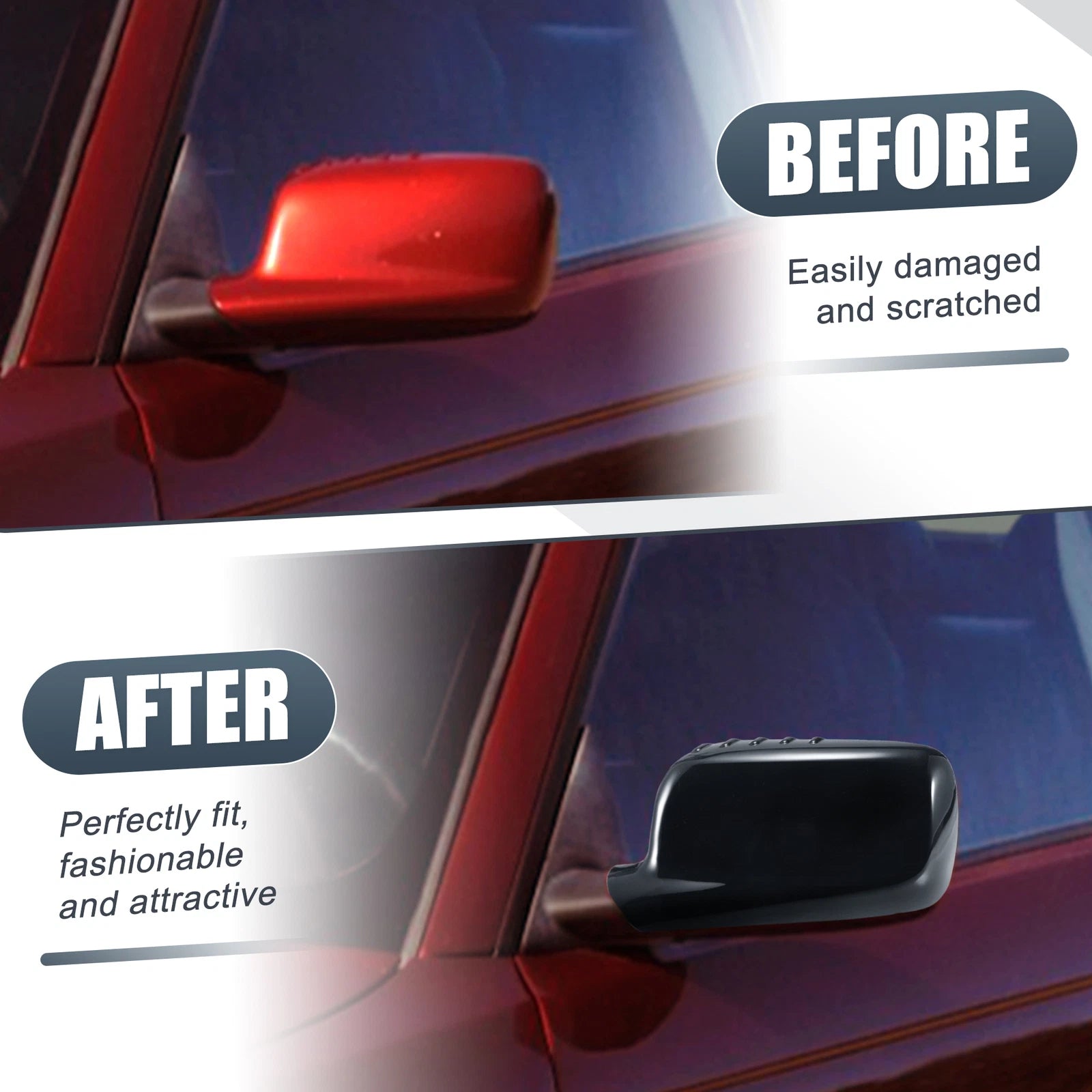 Left Side Mirror Cover Cap Gloss Black for BMW 3 Series E46, 7 Series E65 E66