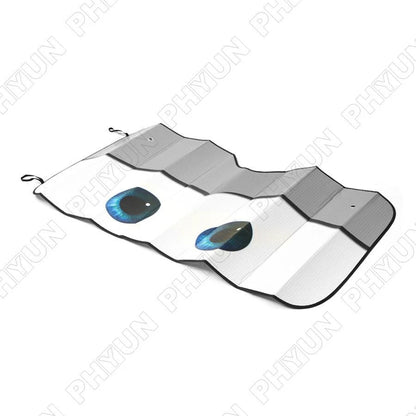Gray Car Windscreen Sunshade Cover Sun Visor UV Shield Cartoon Big Eyes Pattern