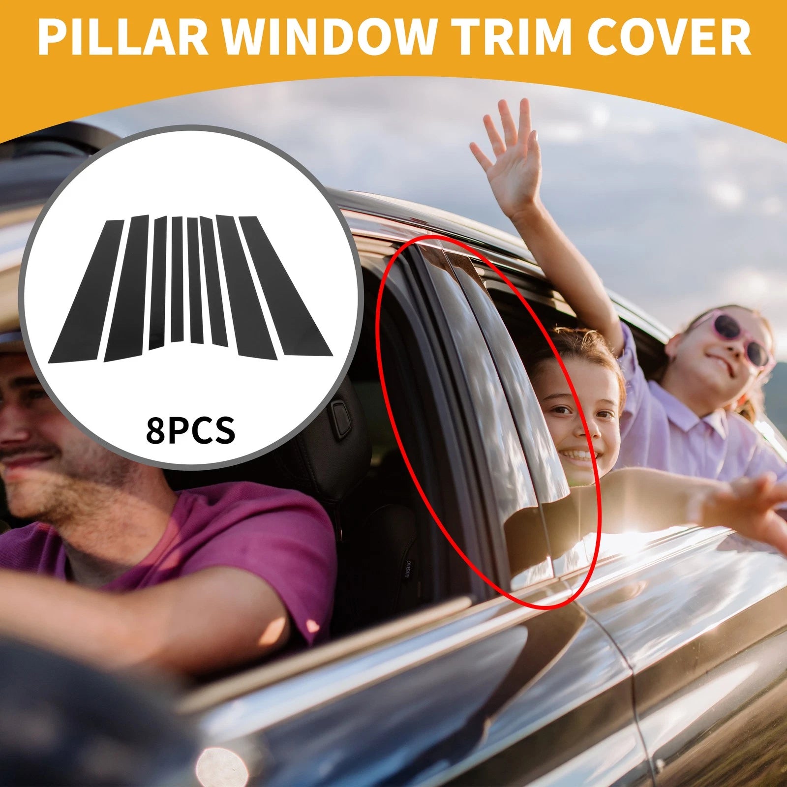 Pillar Window Trim Covers 8 Pcs Replacement for BMW X5 (2014–2018)