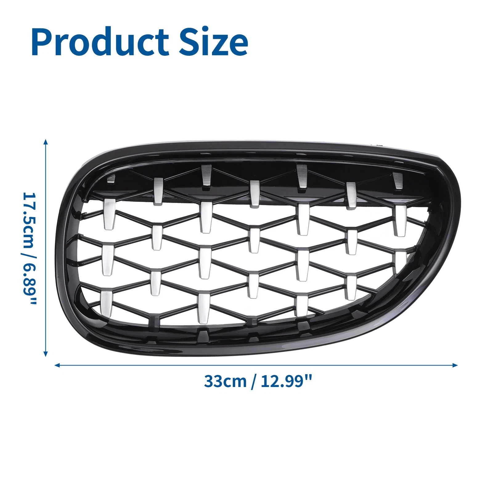 Hood Bumper Grille Pair Diamond Front for BMW 5 Series (2004–2009)