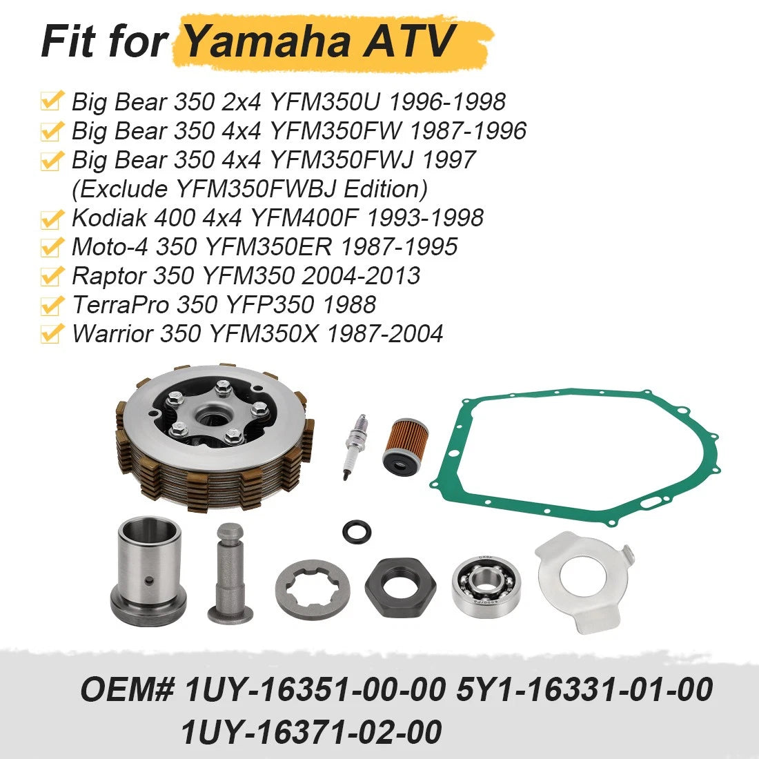 Complete Heavy Duty Clutch Assembly w/Gasket for Yamaha Kodiak 400 (1993–1998)