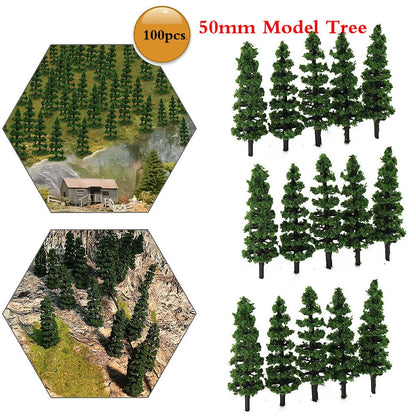100Pcs 1.96" Mini Model Tree Diorama Train Railroad Park Landscape Scenery DIY