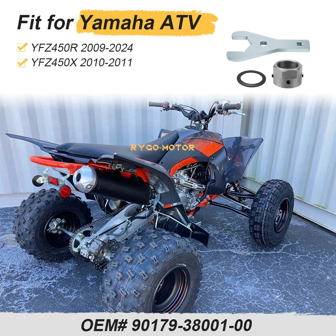 Rear Axle Lock Nut & 46mm Wrench Tool for Yamaha YFZ450R (2009–2024) #90179-38001-00