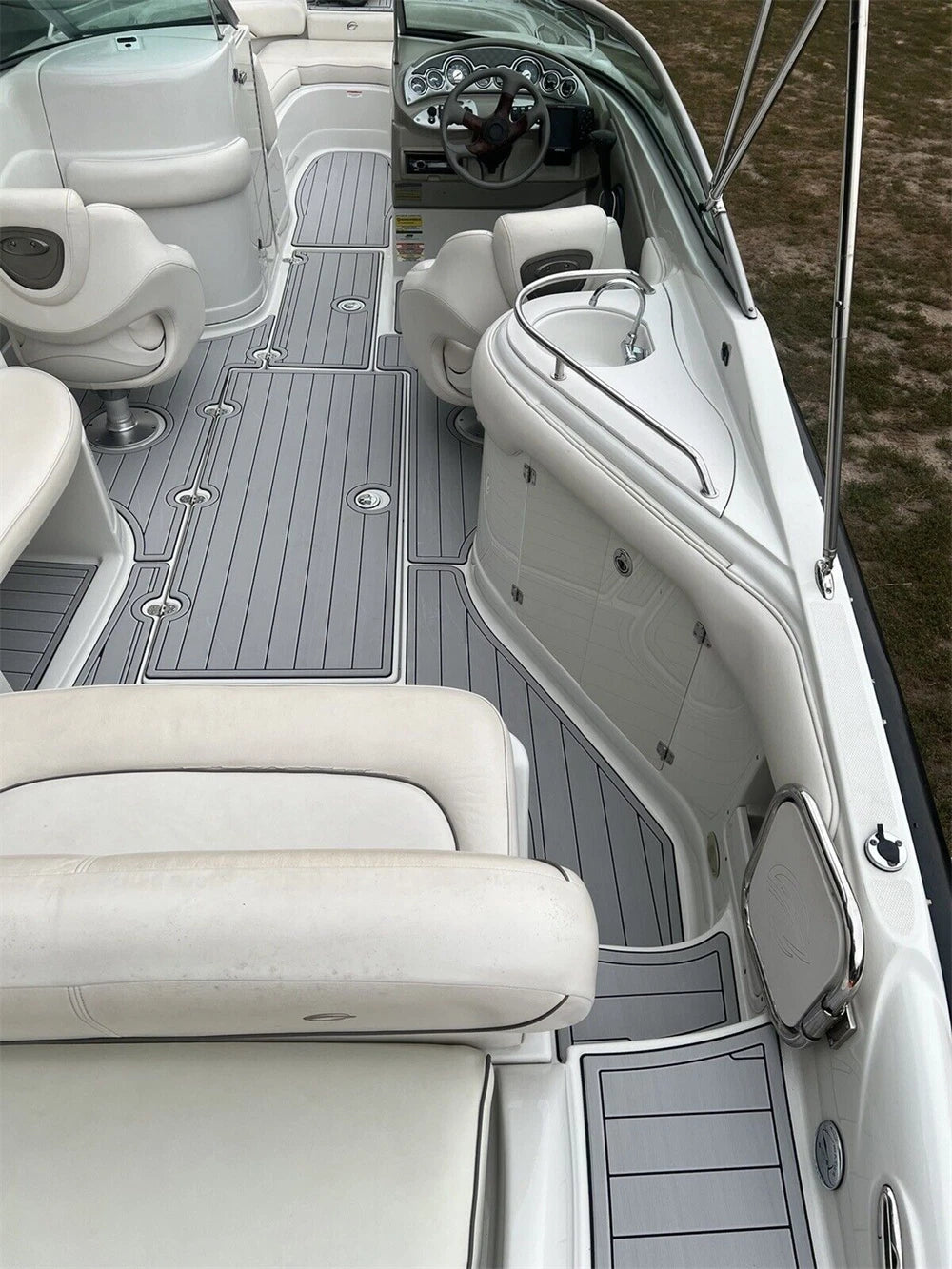 Cockpit Mat for Crownline 240EX (2007) - EVA Faux Foam Teak Deck Pad