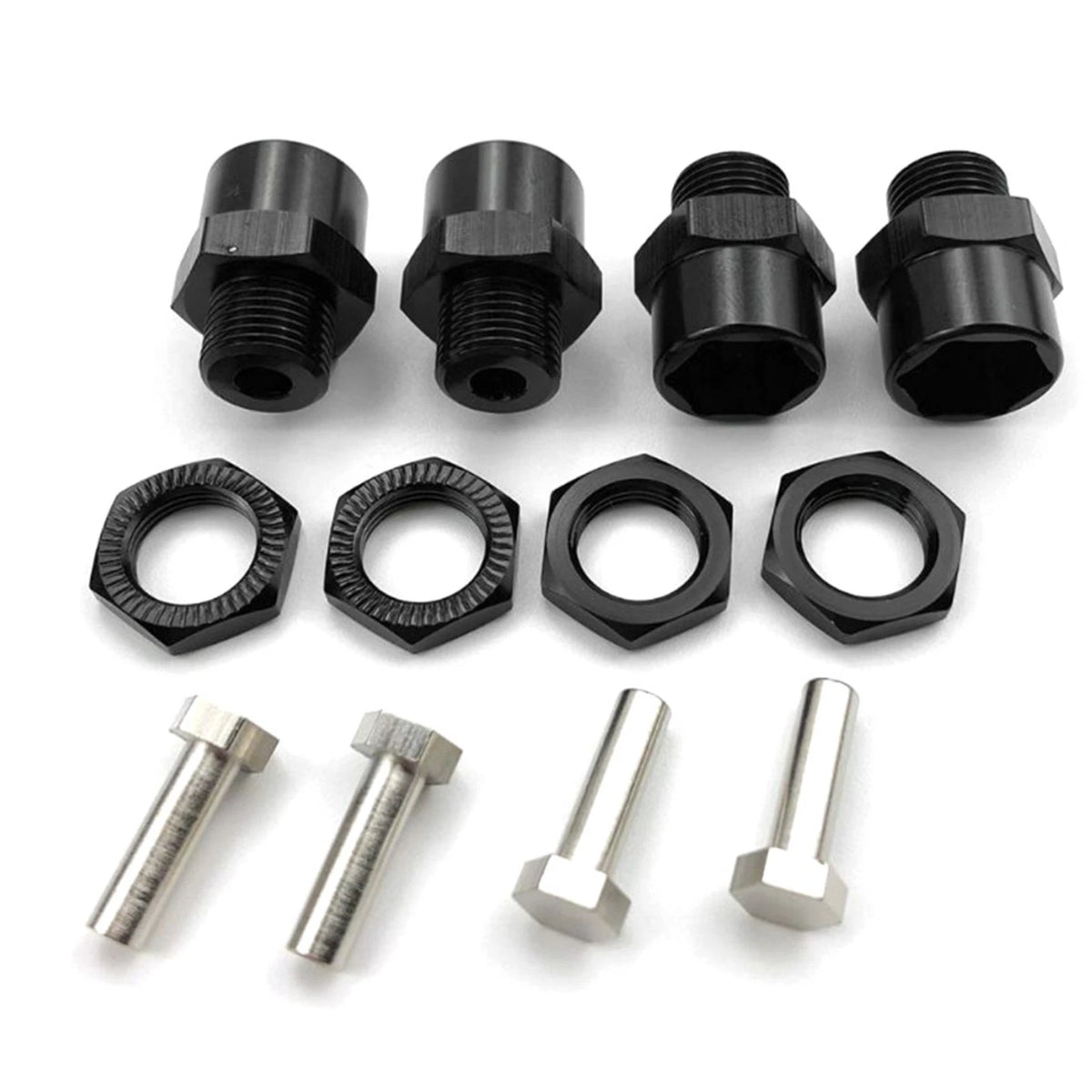 Set of 4 Wheel Hub Adapter Conversion for RC Car 1:10/1:8 (Red/Blue/Titanium/Black)