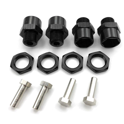 Set of 4 Wheel Hub Adapter Conversion for RC Car 1:10/1:8 (Red/Blue/Titanium/Black)