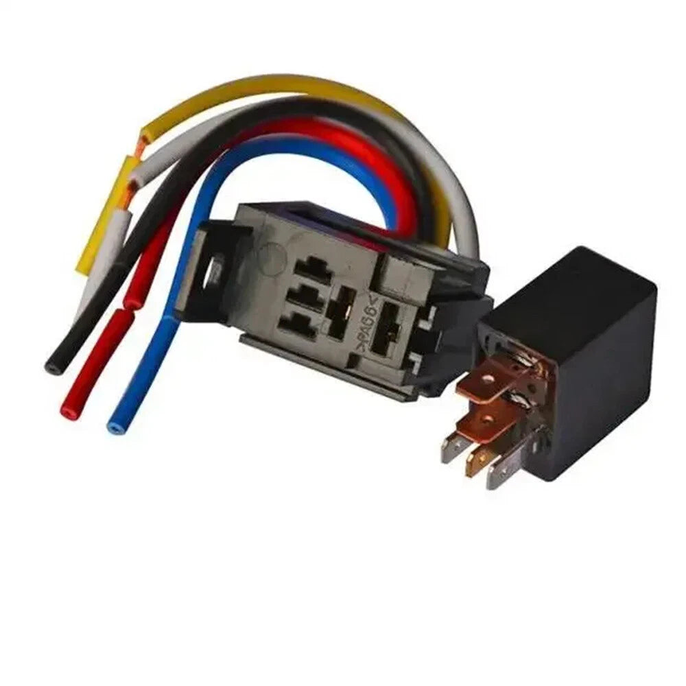 5-Pin 40A 12V Car Oil Pump Relay + Air Conditioning Relay Socket for