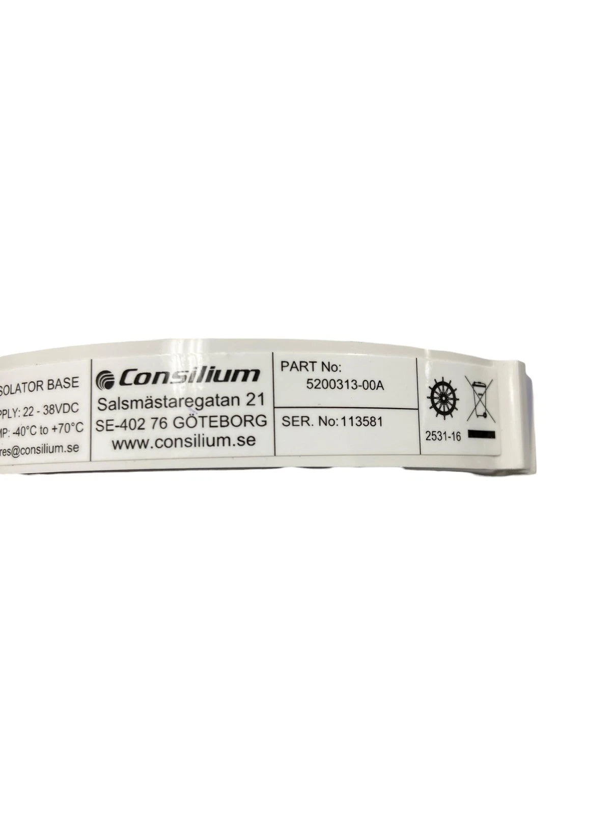 Detector Base w/ Short Circuit Insolator for Consilium (5200313-00A)