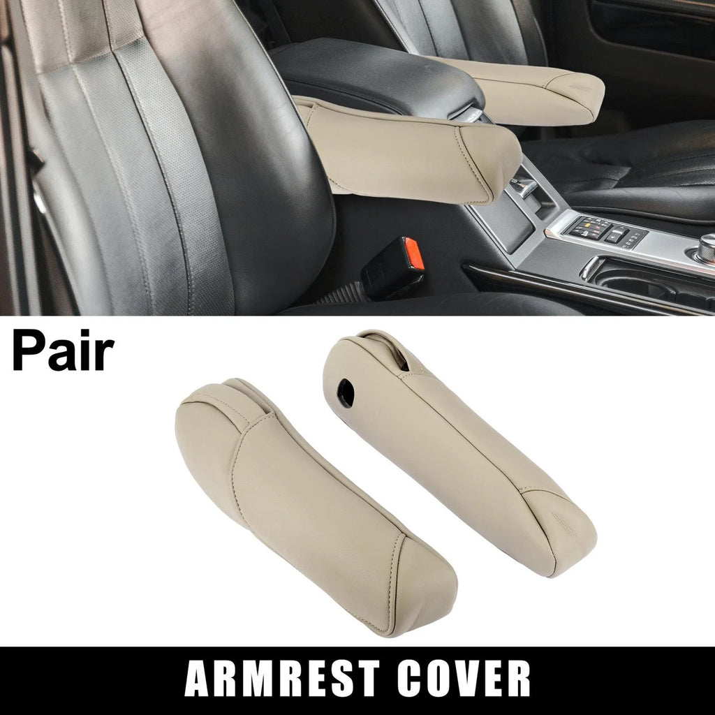 Microfiber Leather Front Seat Armrest Cover Beige for Honda CRV (2007–2009)