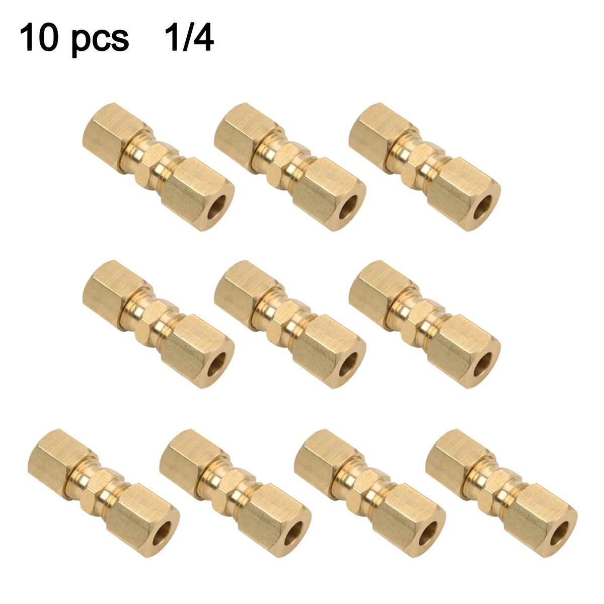 Set of 10 Straight Fitment Brass Tube Connections