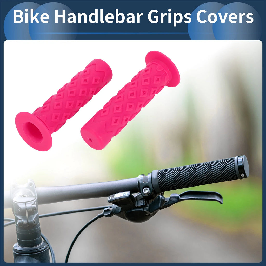 Bike Handlebar Grip Covers 120mm Rubber Non Slip End Protector 1 Pair for Pink