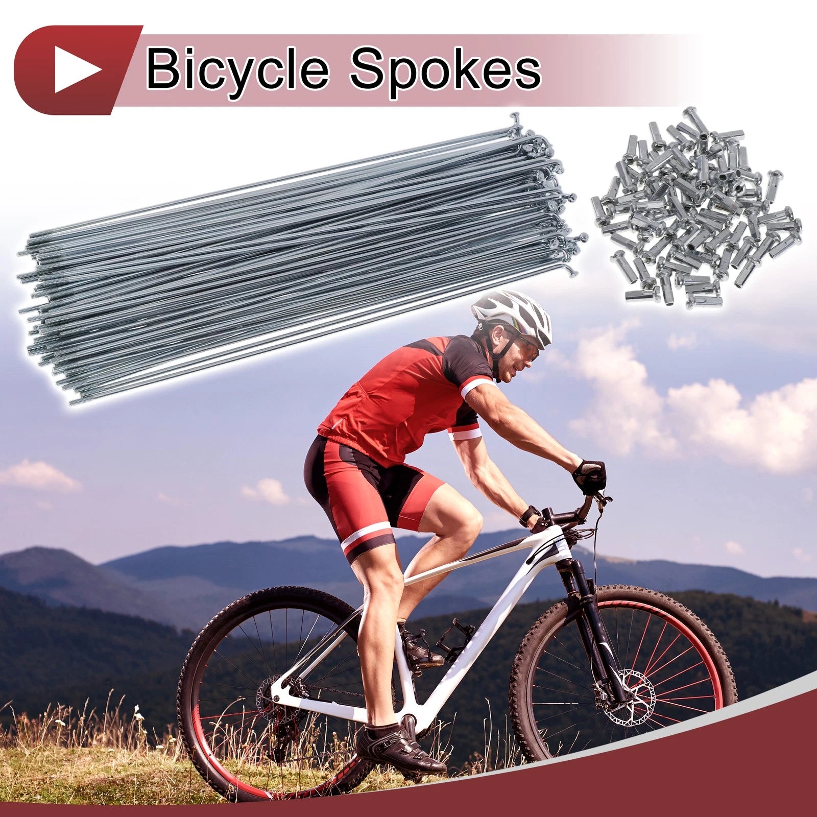 Bicycle Spokes Set 202mm Carbon Steel Galvanized for 14G Wheel (72 Pack)