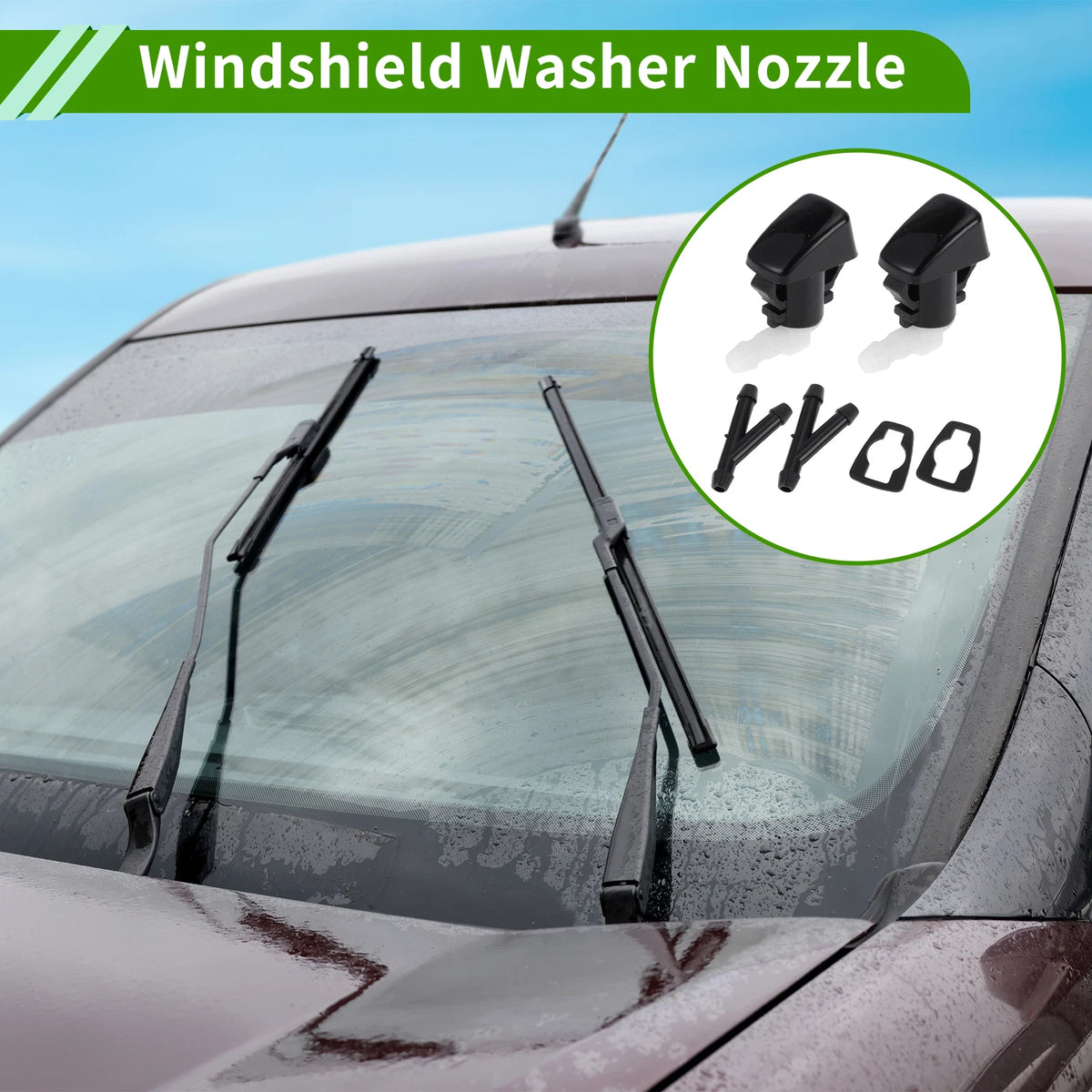 Windshield Washer Nozzle Set of 2 with Y Hose Connector for Chevrolet (2013–2017)