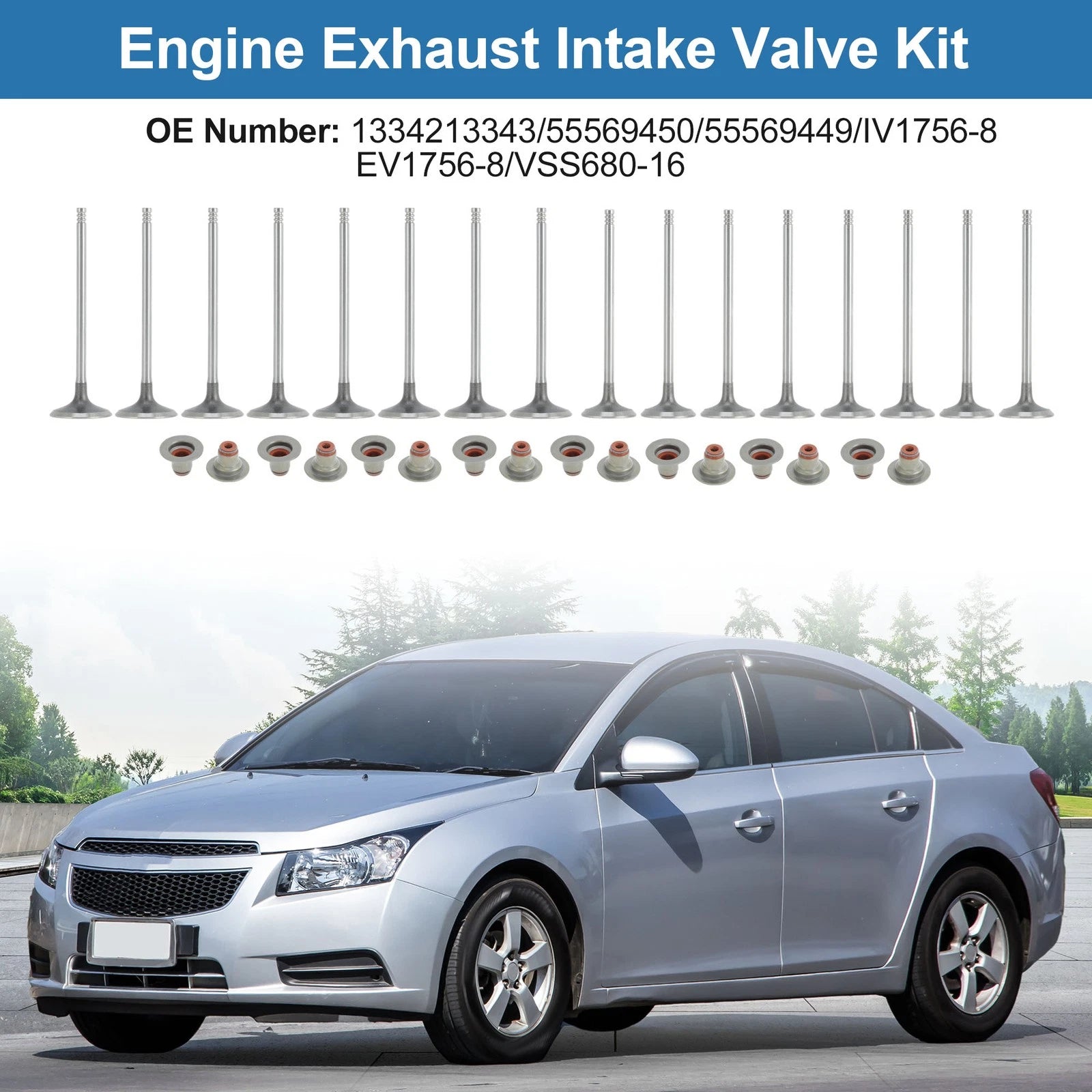 Intake and Exhaust Valves with Seals Replacement Kit for Chevrolet Cruze (2011–2015)