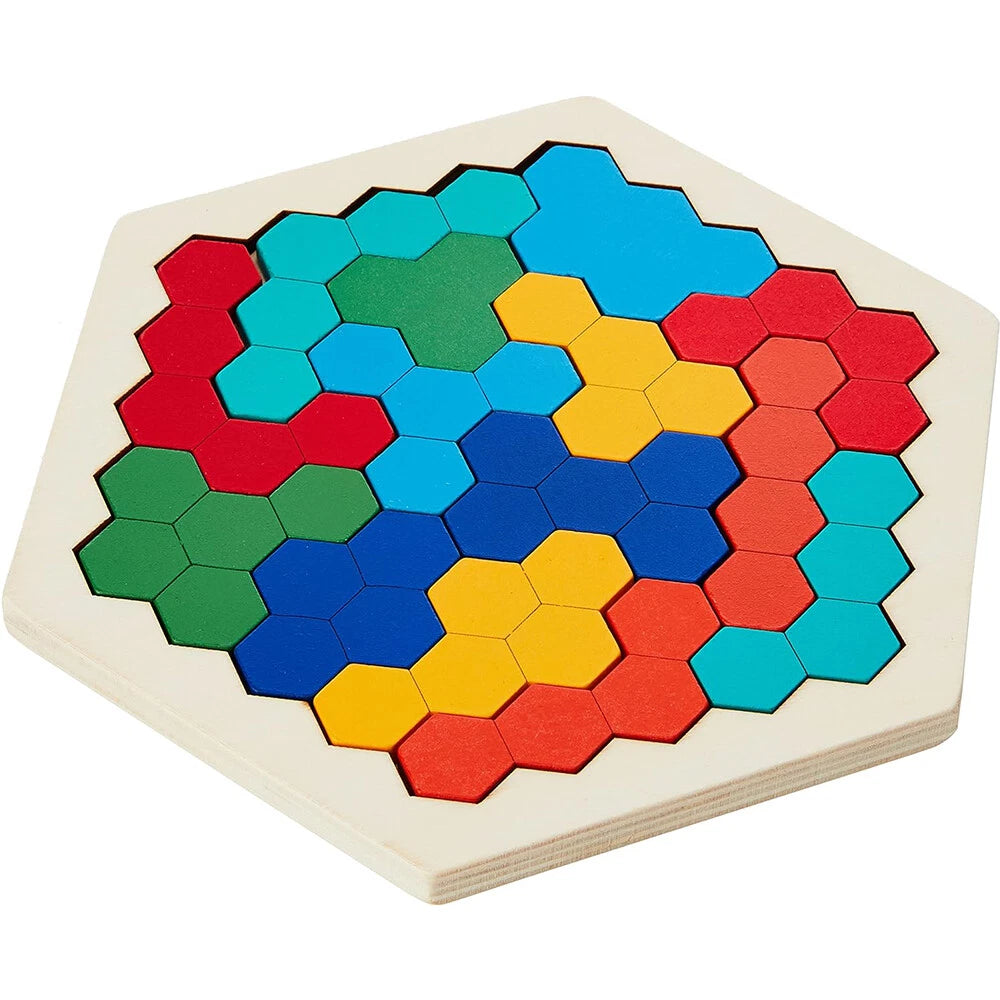 Wooden Hexagon Puzzle Tangram for Kids (Toy)