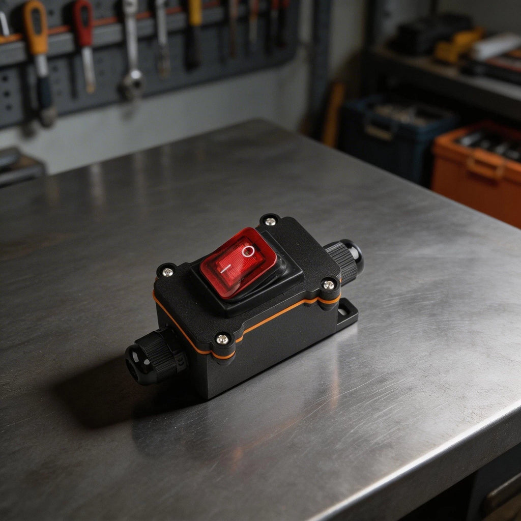 12V 20A Waterproof Switch Box IP65 with Red Light for Machinery