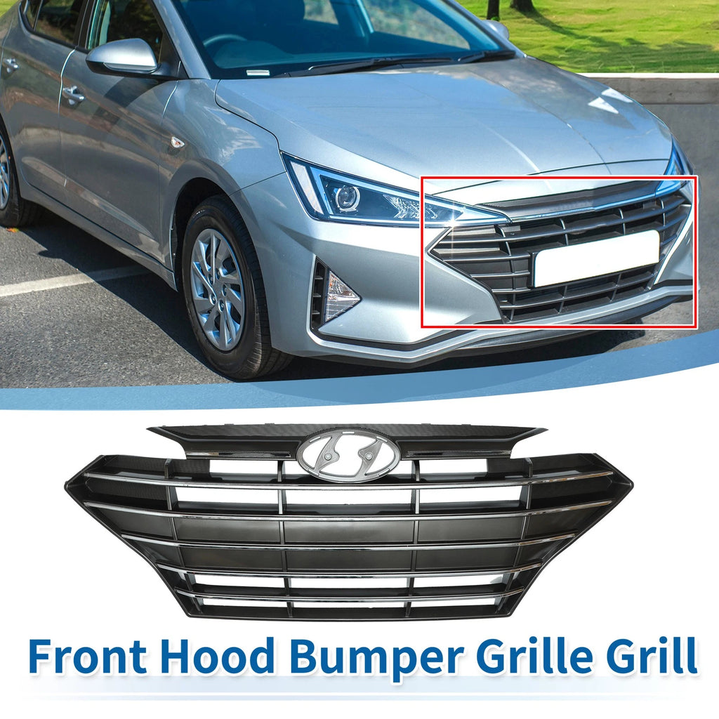 Front Upper Bumper Grille Replacement for Hyundai Elantra 2019–2020 Black