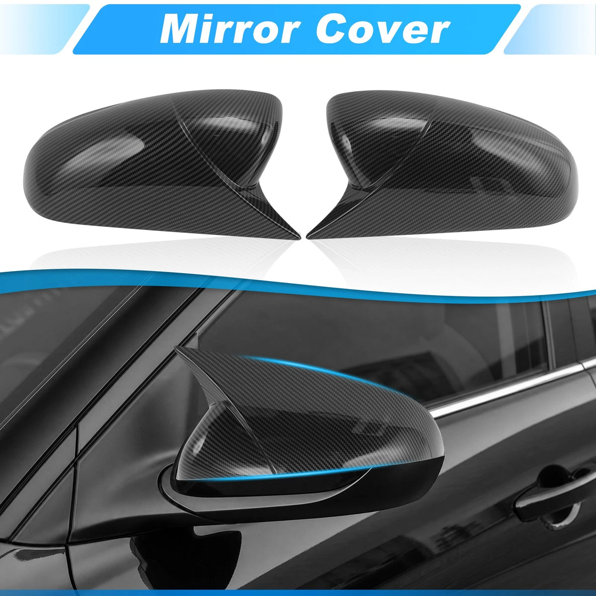 1 Pair Mirror Cover Cap for Honda Pilot (2016–2022) Carbon Fiber Black