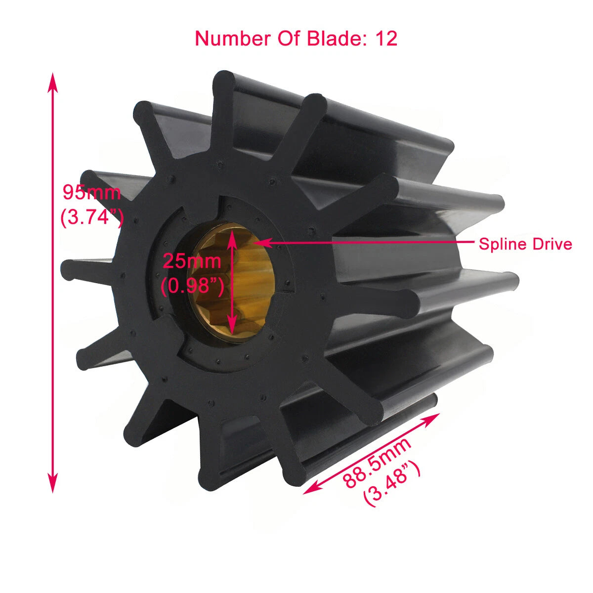 Sea Raw Water Pump Impeller for Jabsco Johnson (17936-0001, 09-814B, 4L8470, 5196168)