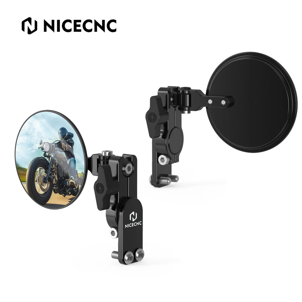 Foldable Round Quick Flip Mirrors Kit for Universal Motorcycle (All Years)