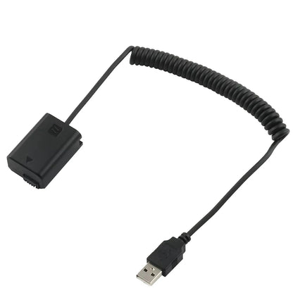 NP-FW50 Dummy Battery Adapter USB Cable for Sony A5000, A3000, NEX5, NEX7, DSC-RX10