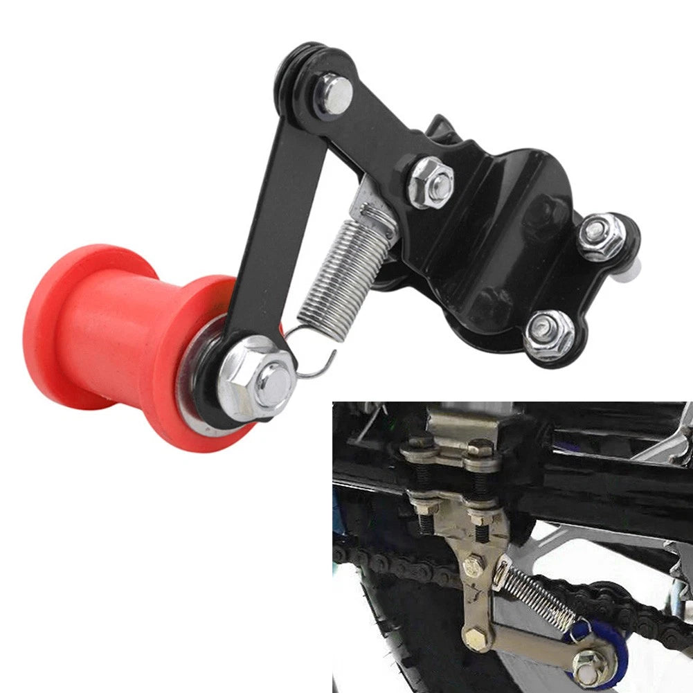 Chain Tensioner Roller Adjuster for Universal ATV Dirt Bike (Black/Red)