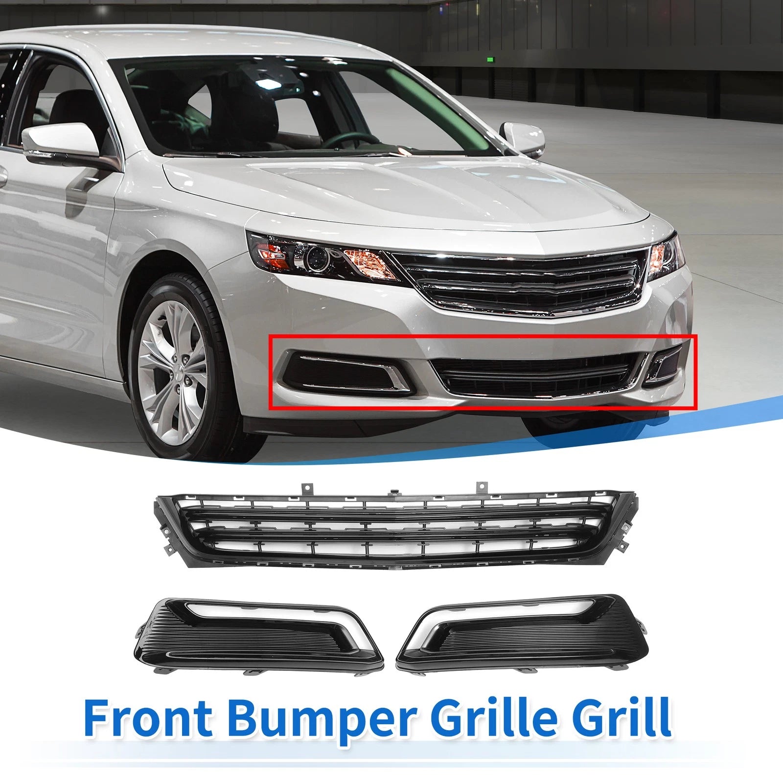 Front Lower Bumper Grille Grill Replacement Set for Chevrolet Impala (2014–2020)