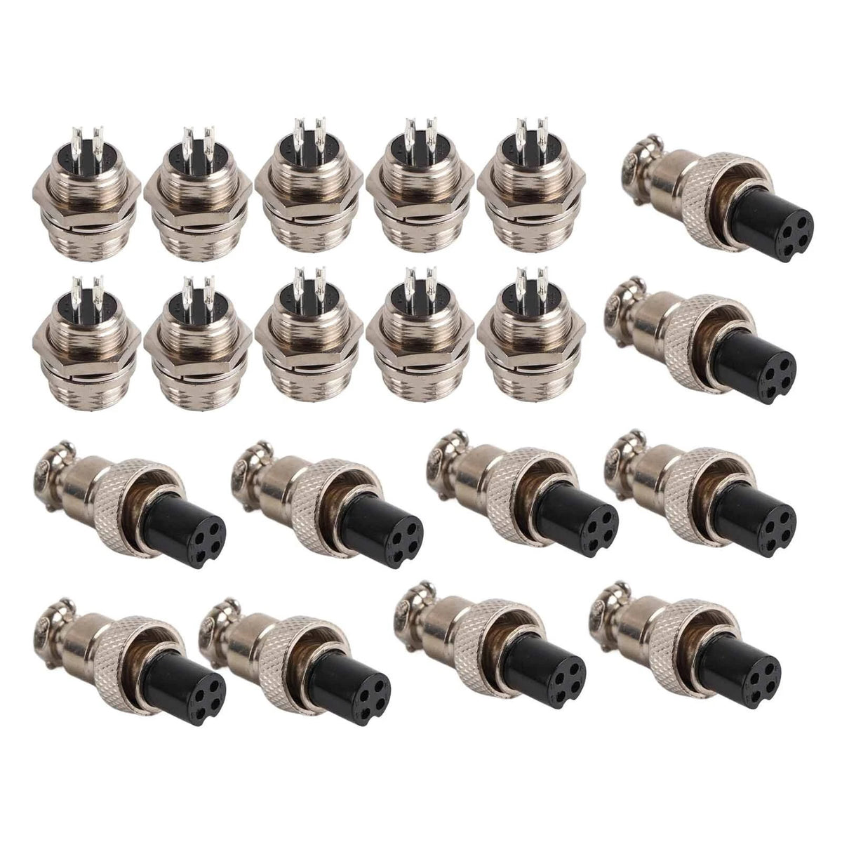 Set of 10 GX12 12mm Panel Mount Metal Aviation Connector Plug Socket