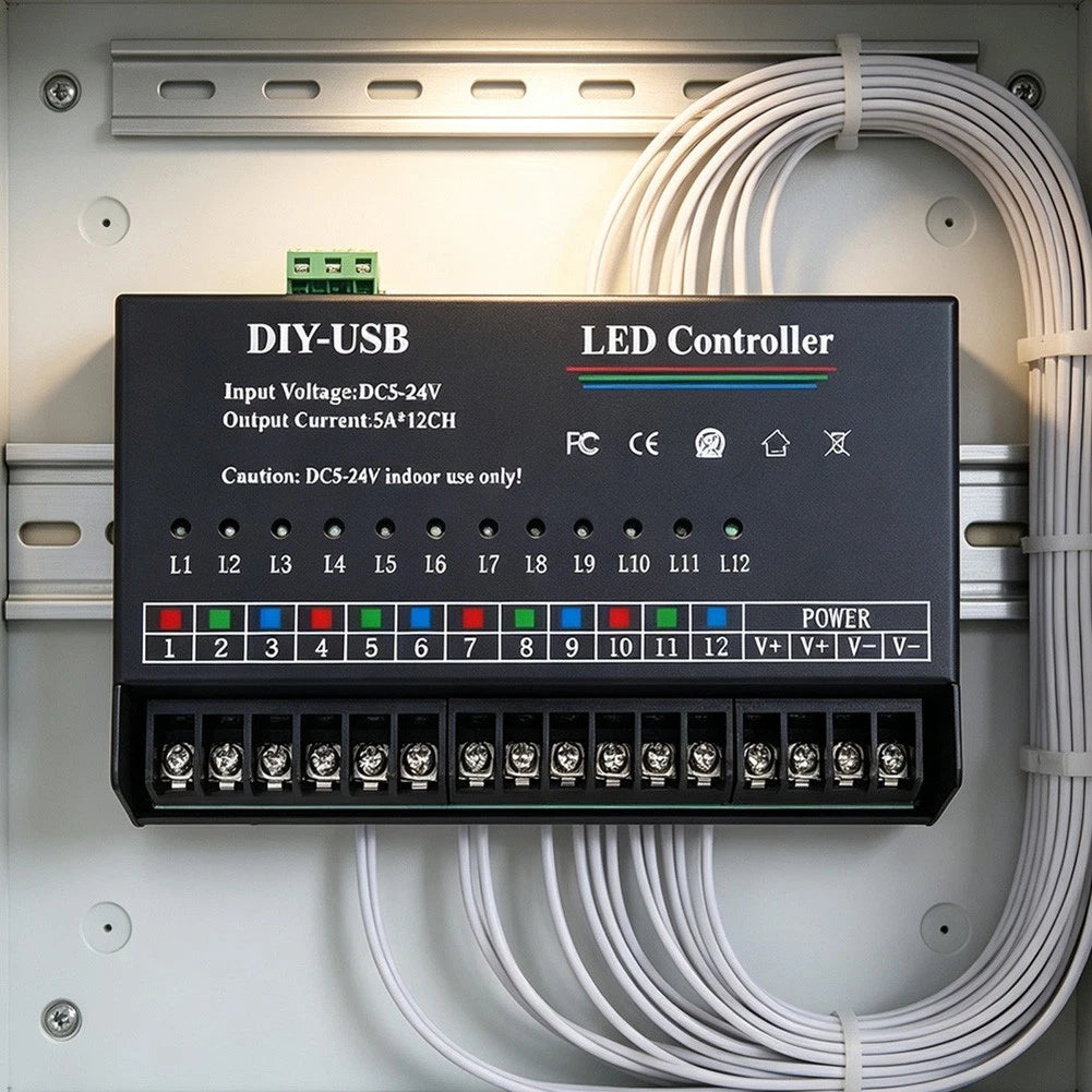 12 Channel LED Controller for RGB LED Strips (DC5-24V)