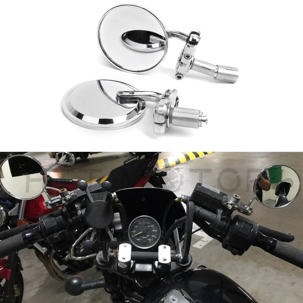 Chrome Round Handlebar End Mirrors for Honda Grom125 (2014–2020)