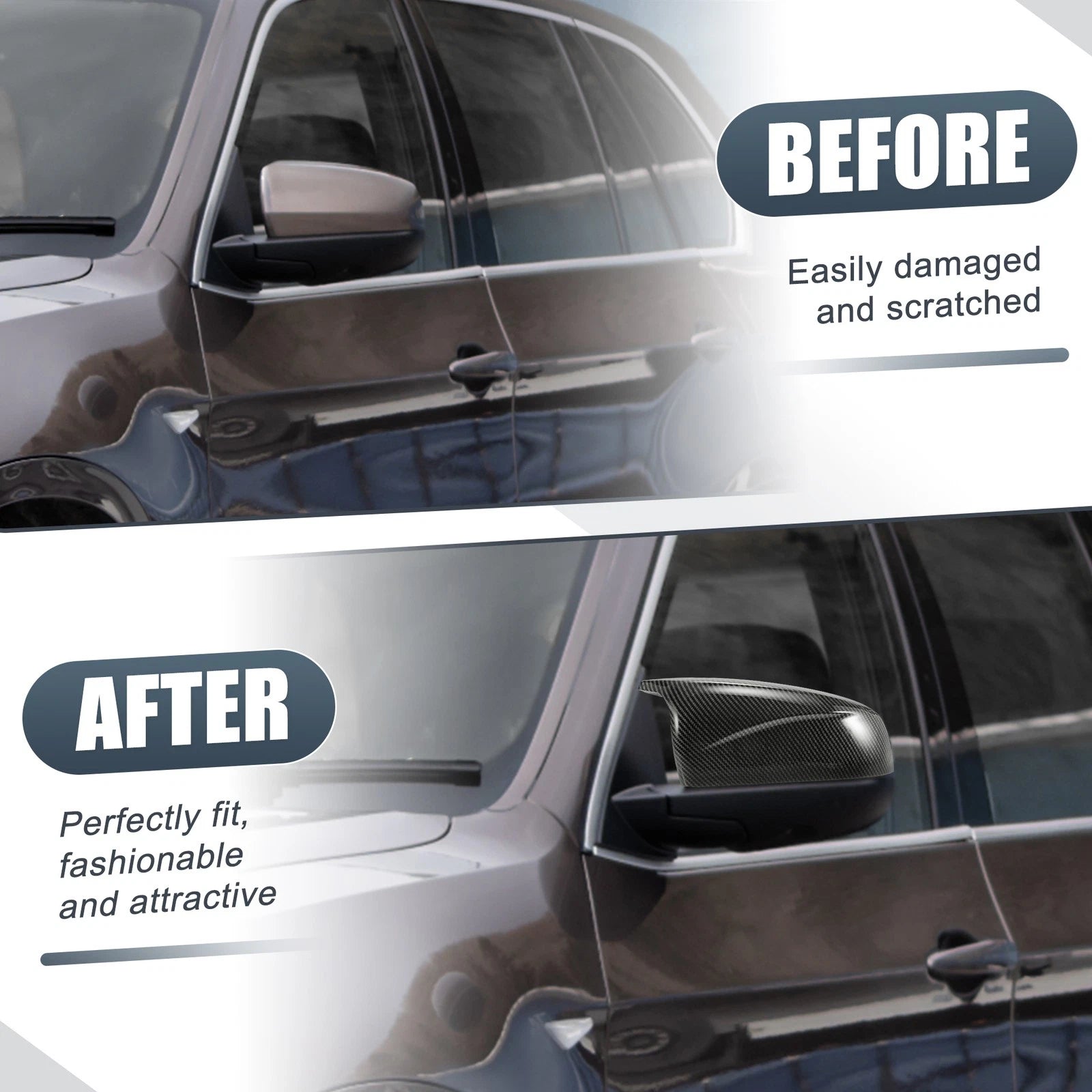 Rearview Mirror Cover Cap Carbon Fiber Pattern Replacement for BMW X5 X6 (2008–2013)